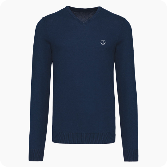 pull col v golf homme bleu marine