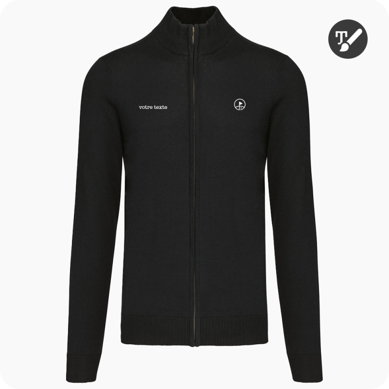 cardigan homme zippé noir personnalisé