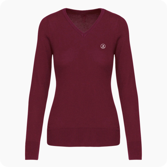 pull col v golf femme bordeaux