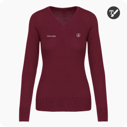 pull col v golf femme bordeaux personnalisé