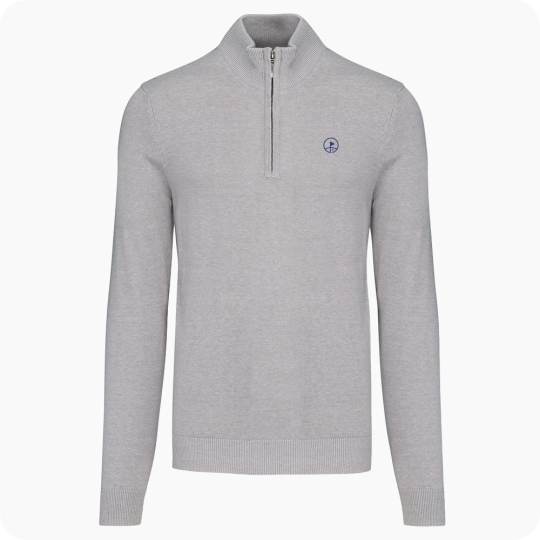 pull 1/4 zip homme gris chiné
