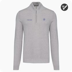 pull 1/4 zip homme gris chiné personnalisé