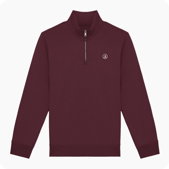 pull 1/4 zippé bordeaux