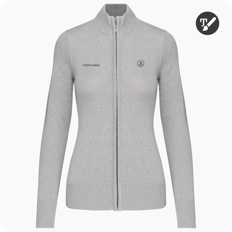 cardigan femme zippé gris