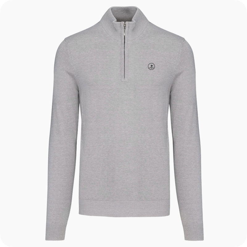 pull 1/4 zip homme gris chiné